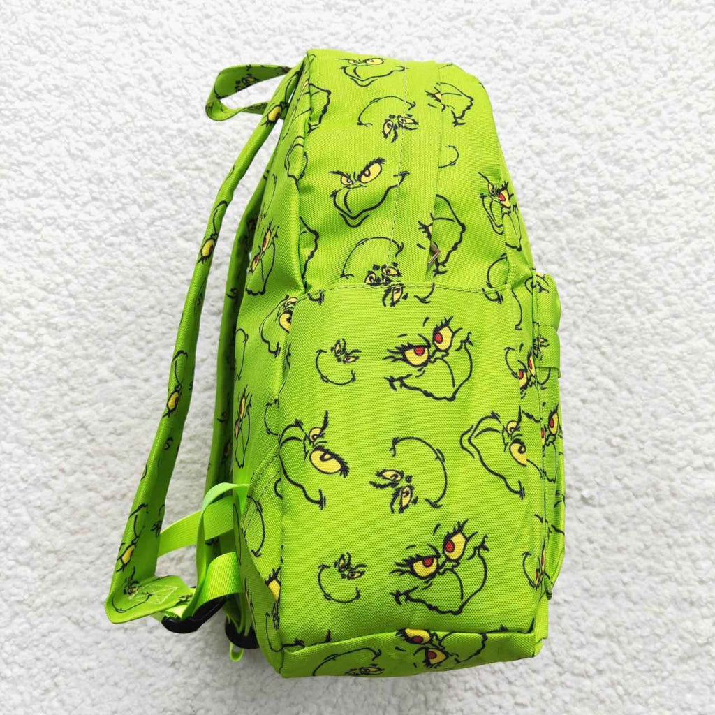 Grinchey print kids school backpack bag for christmas