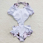 1pcs leopard kids girls swimsuit