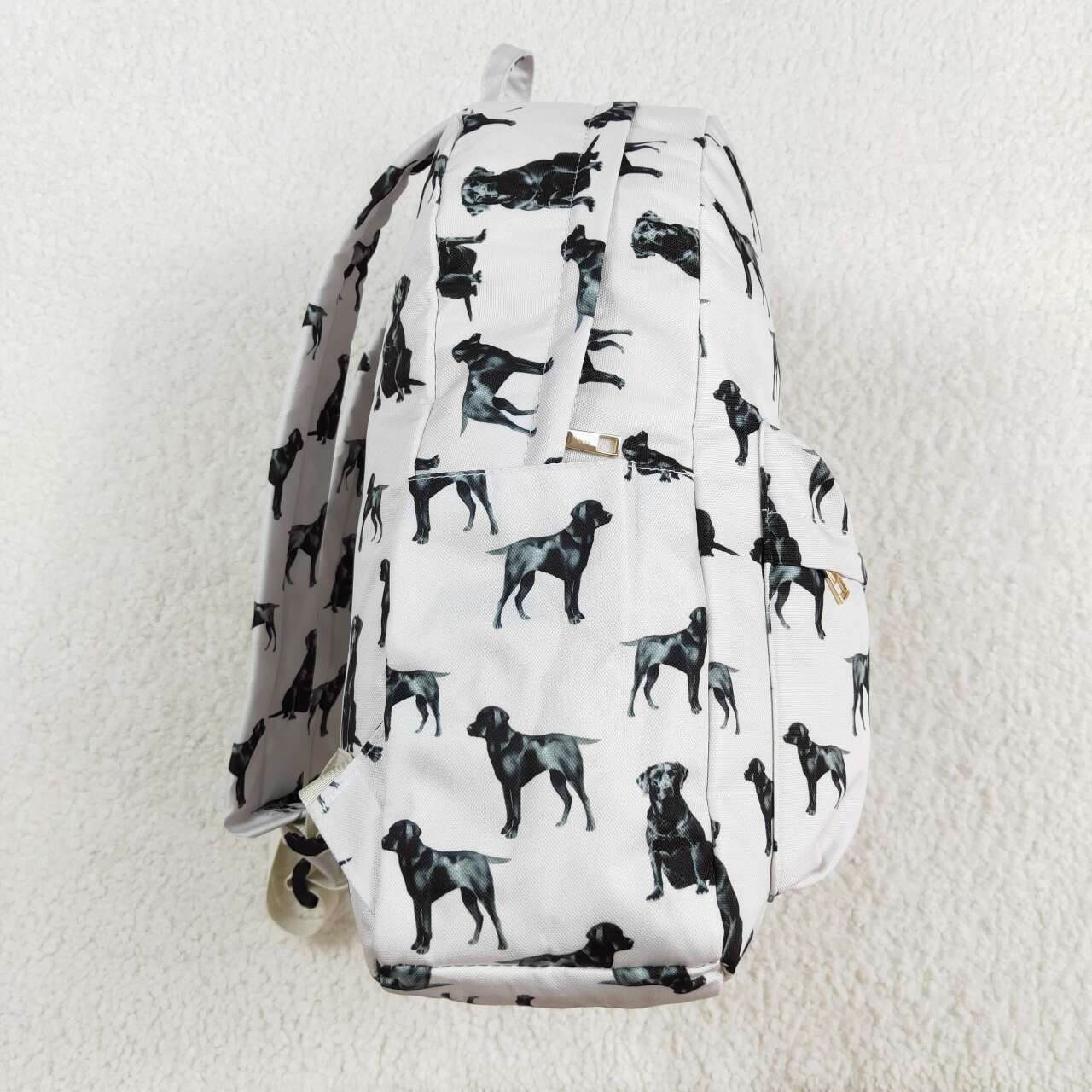 dog print white backpack