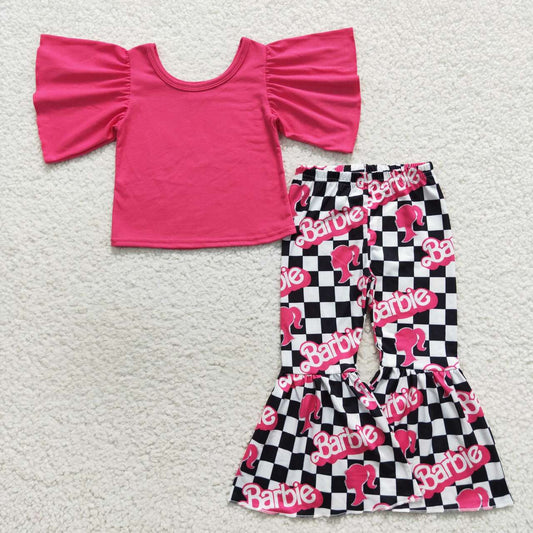 Hot pink flare sleeve barbie bells outfit