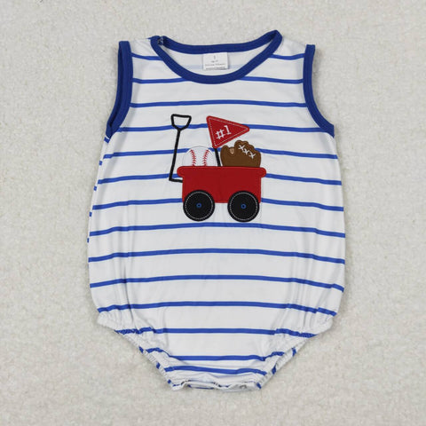baby boy stripe baseball embroidery tank bubble