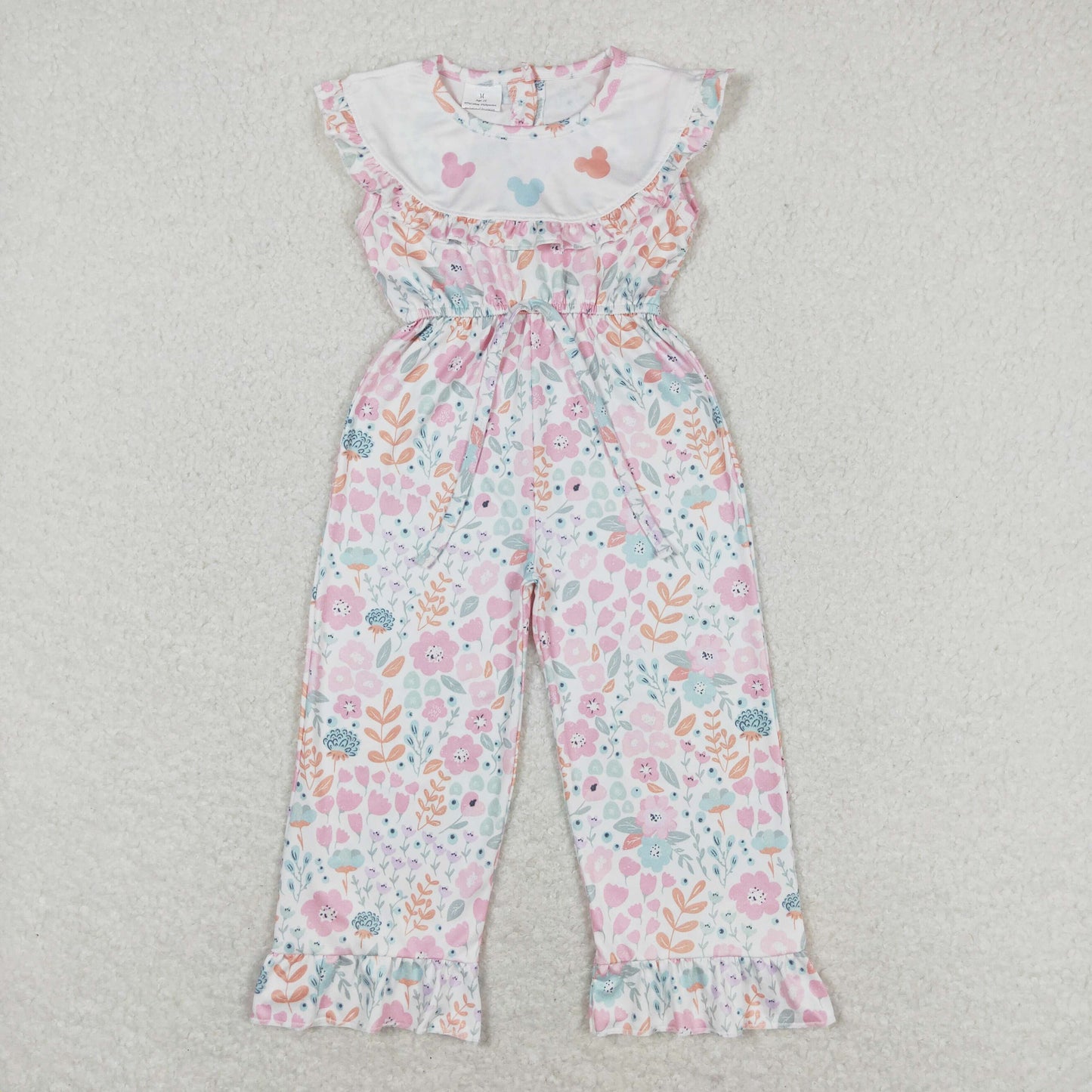 flower power cartoon girls jumpsuit