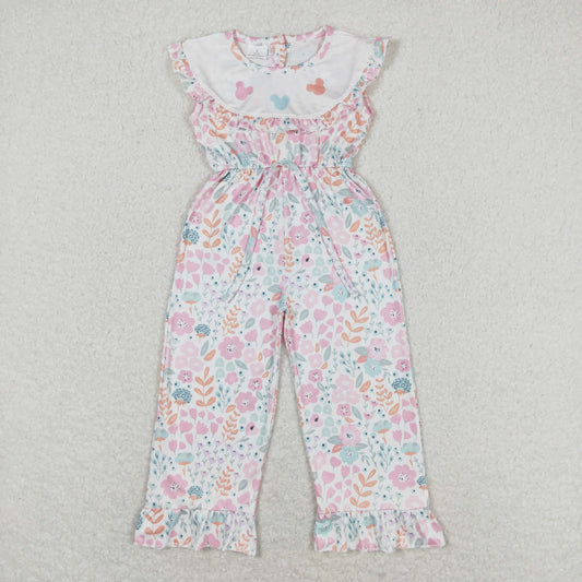 flower power cartoon girls jumpsuit