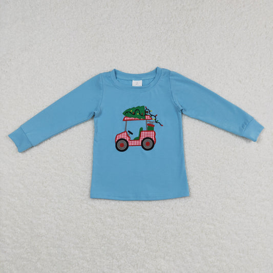 little boy blue christmas embroidery pullover