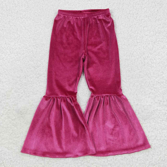 Hot Pink Velvet Flare Bottom Pants