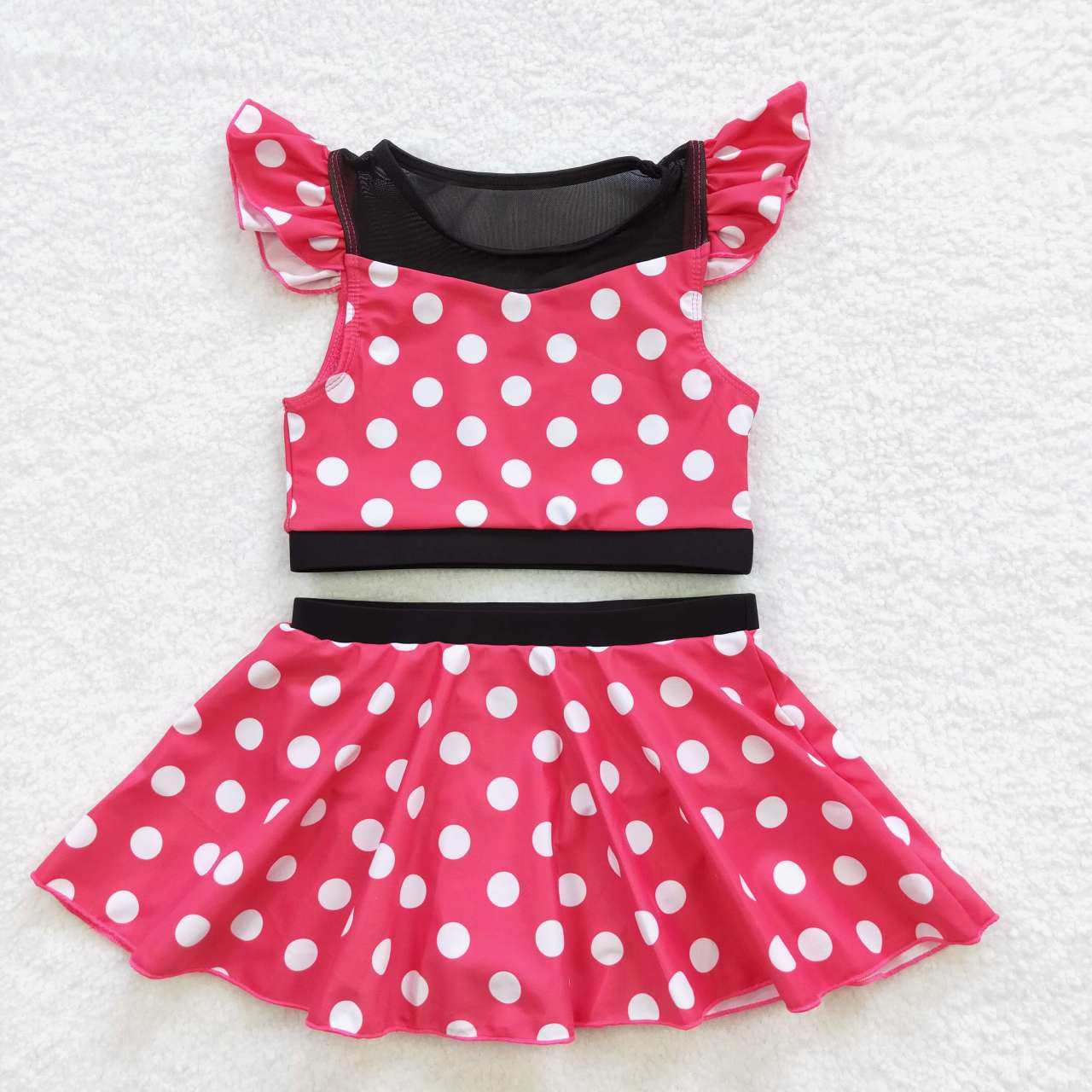 2pcs kids princess red dots swimsuit girl swim wear