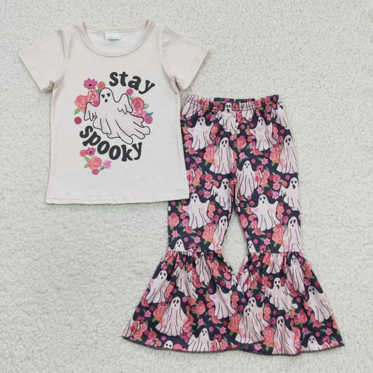 girls halloween clothing, boo outfit, stay spooky shirt,