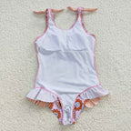 1pcs smile sunflower print kids girls swimsuit
