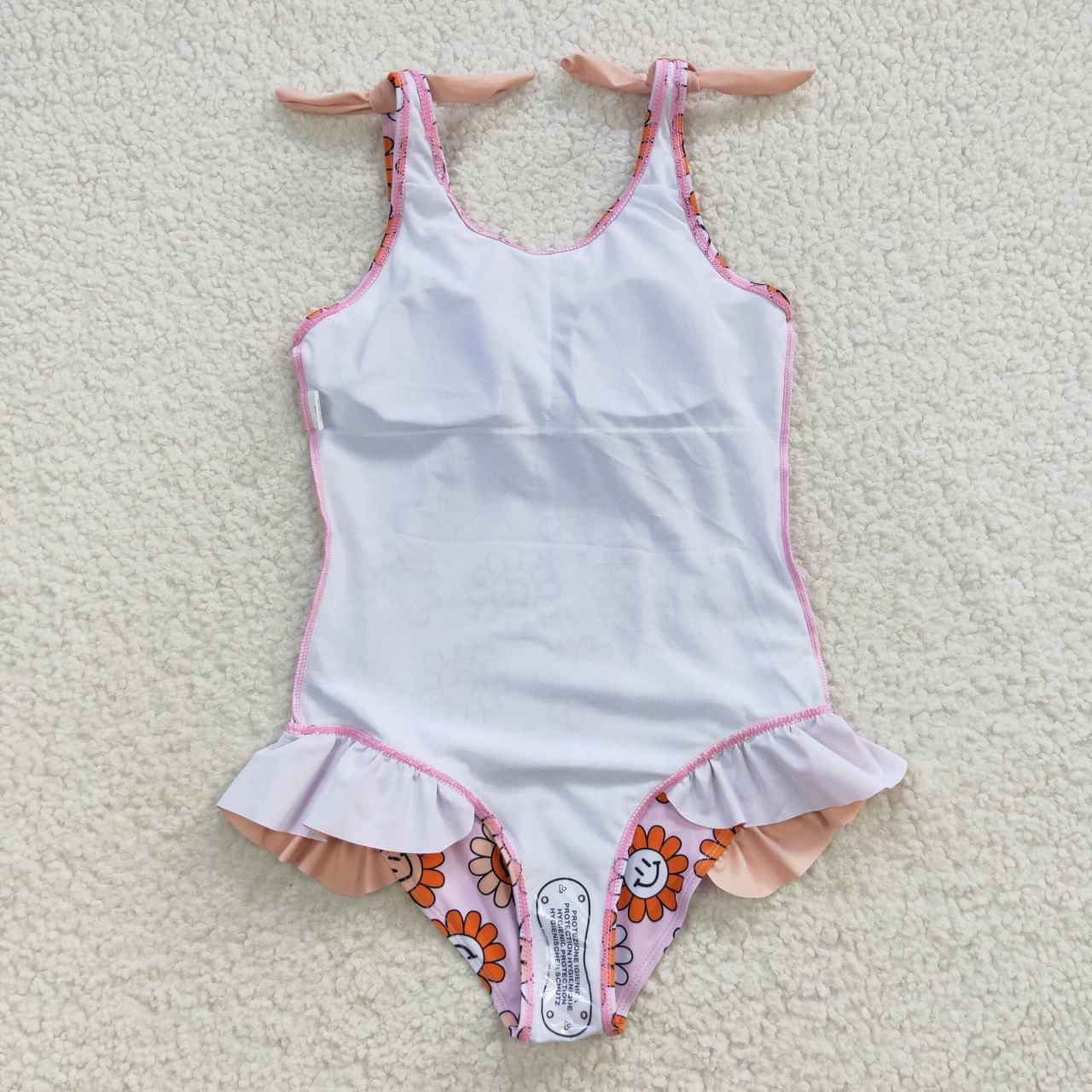 1pcs smile sunflower print kids girls swimsuit