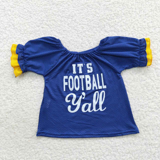 Blue It’s football y’all printed letters top sports clothing
