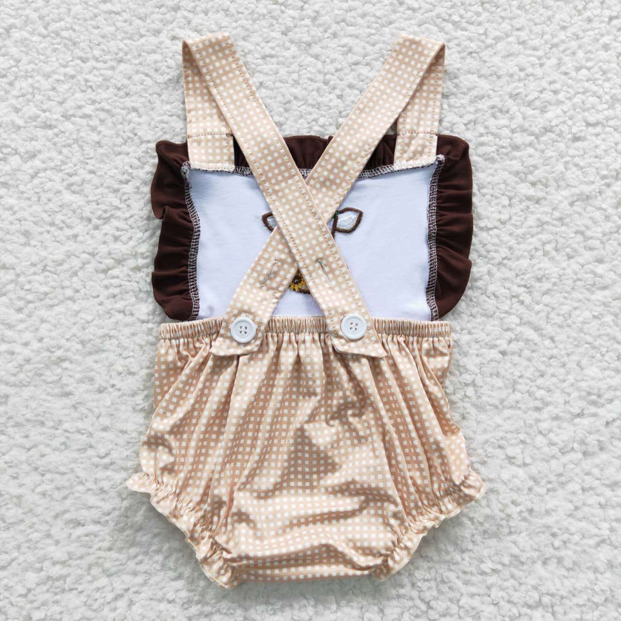 gingham sunflower cow embroidery baby girls romper