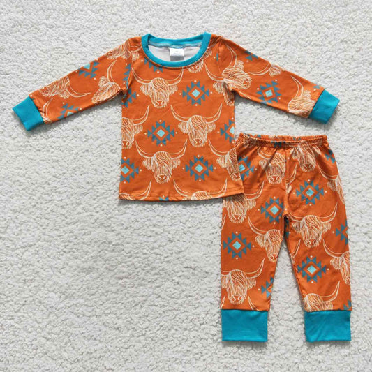 Geometric cow kids boys pajama set