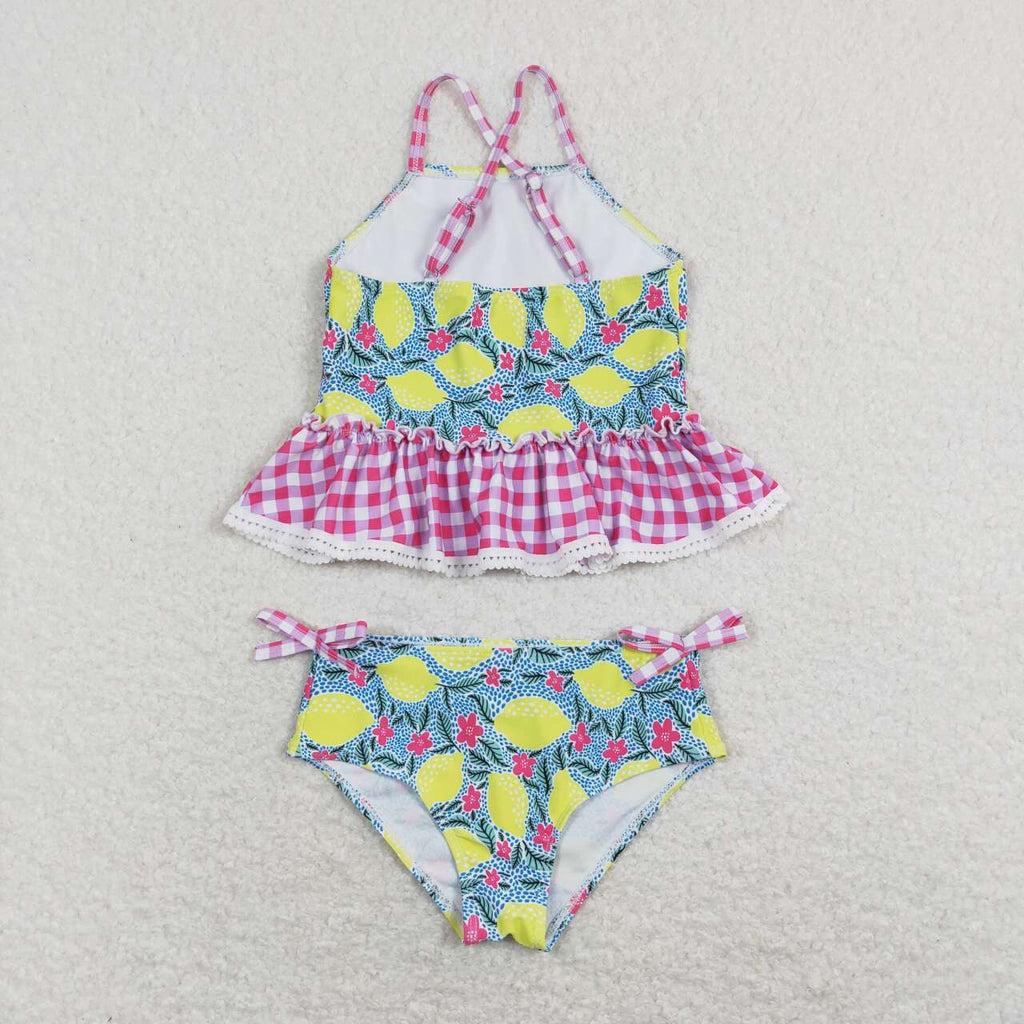kids girl 2pc strap lemon swimsuit