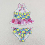 kids girl 2pc strap lemon swimsuit