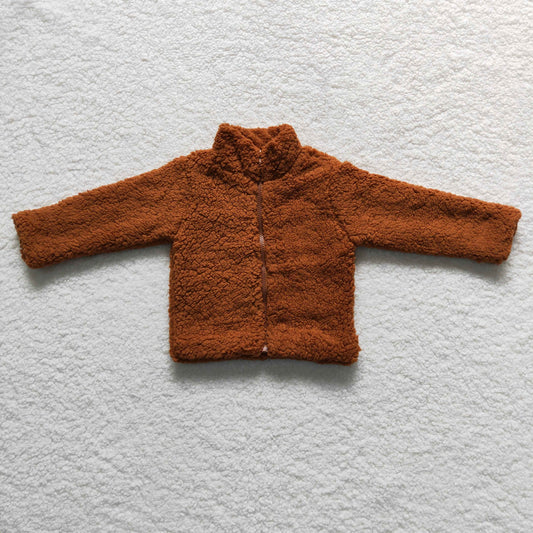 brown zip sherap coat kids clothing