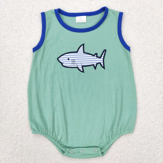baby boy cotton shark embroidery tank bubble