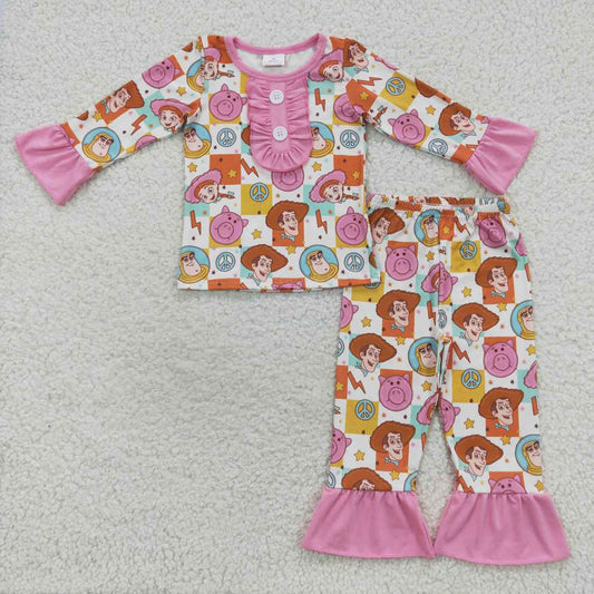 Pink cartoon toy story girls pajama set