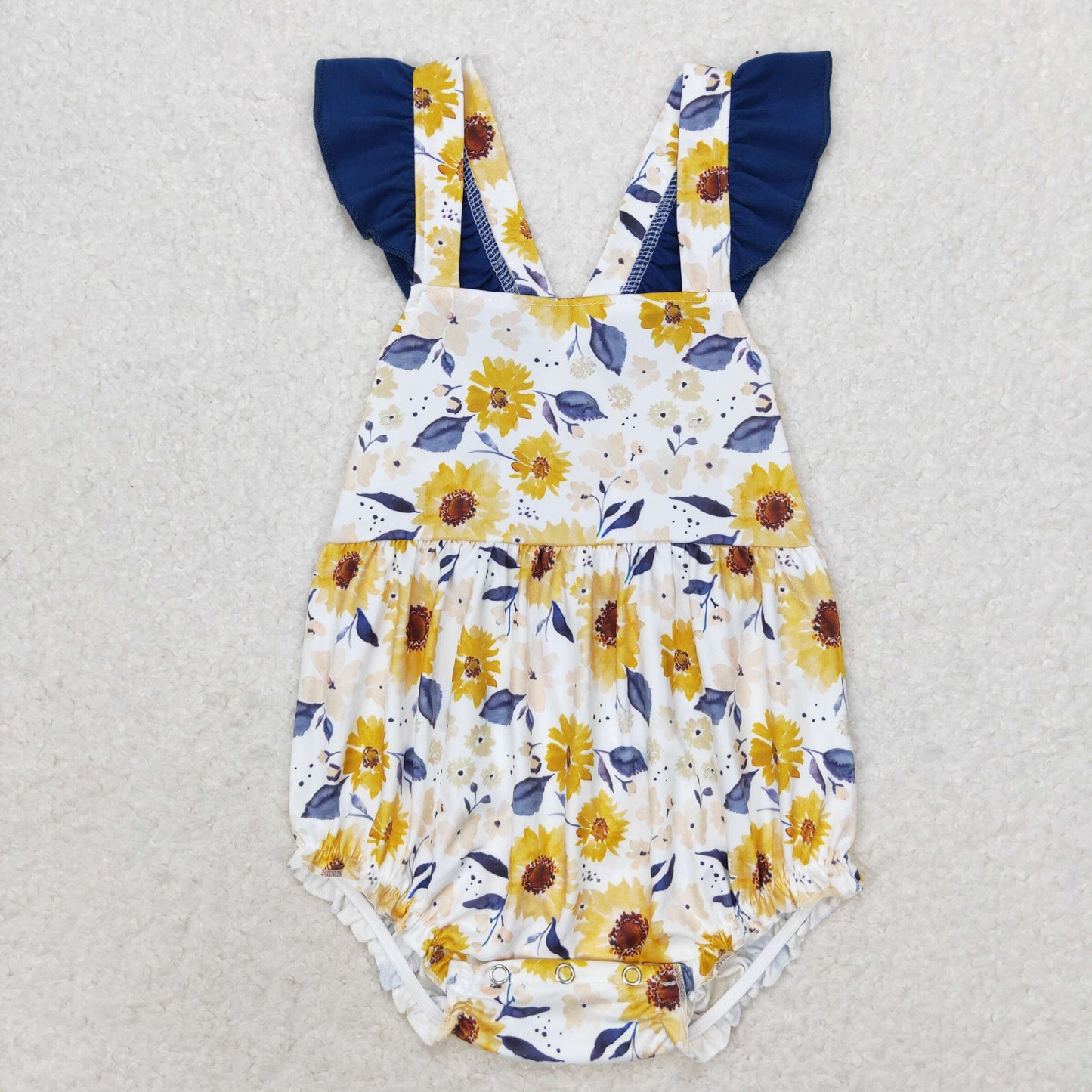 baby girl yellow flower print cross bubble