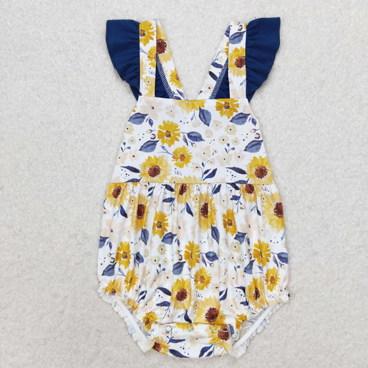 baby girl yellow flower print cross bubble