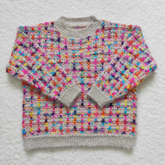 colorful gingham pullover sweater girls clothing