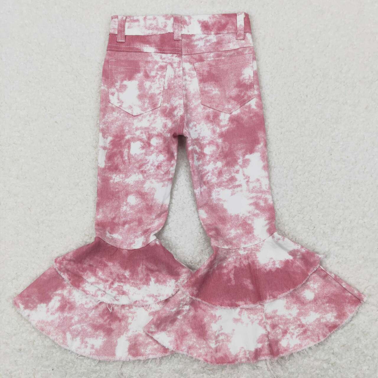 girl pink spotted cowhide flared ruffle pants