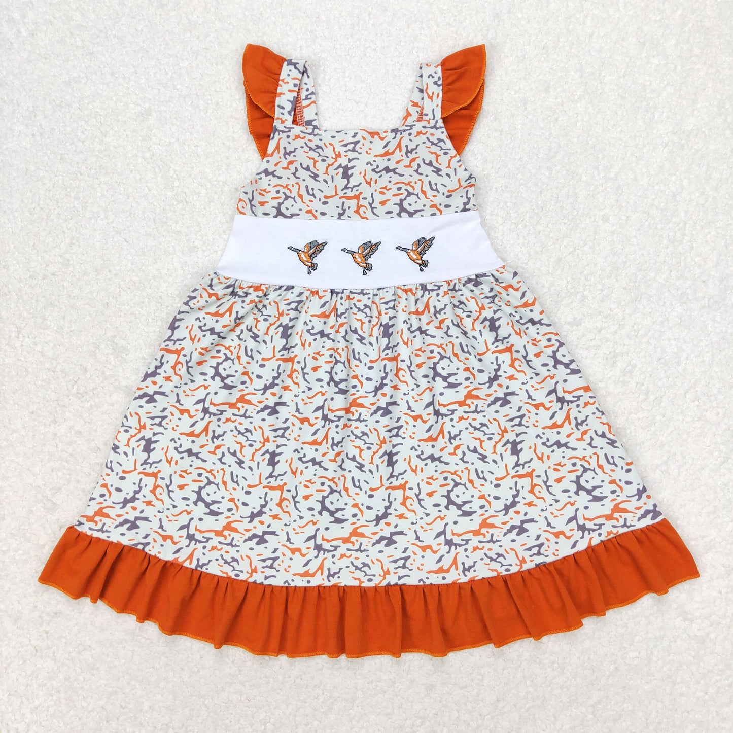 duck embroidery camo twirl dress