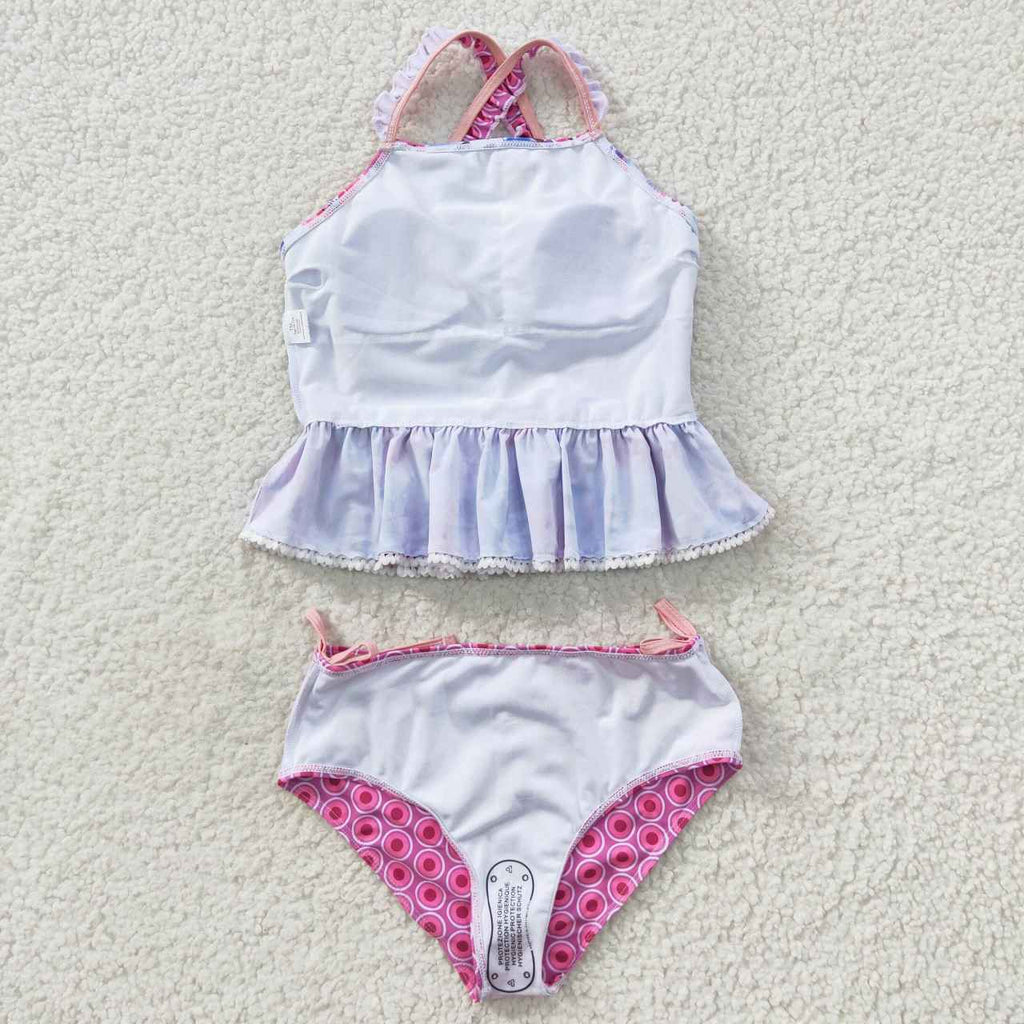 2pcs floral print kids girls swimsuit