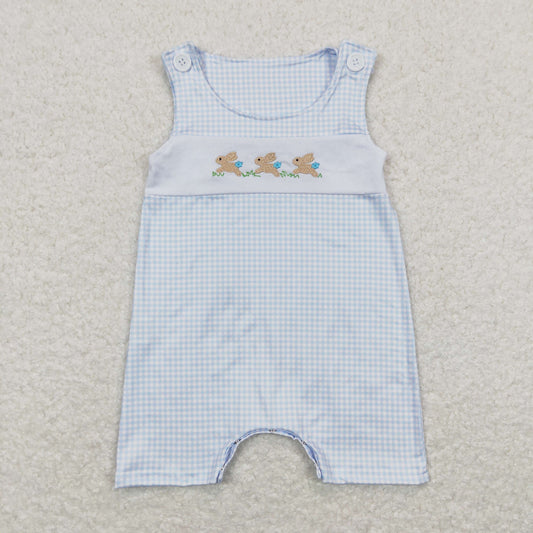 rabbit embroidery baby boy easter romper
