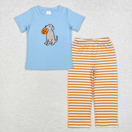 dog pumpkin embroidered pants set