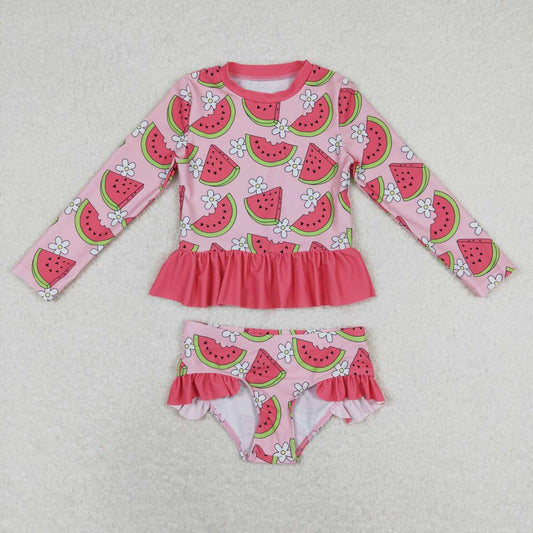 watermelon two piece rash guard swimsuit girl swimwear