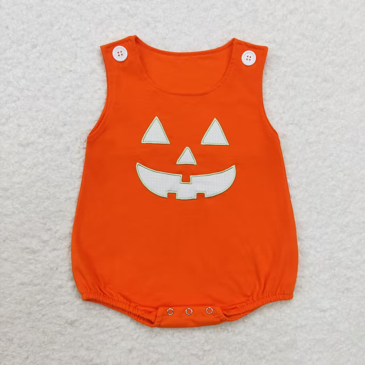 orange pumpkin face embroidery bubble girl