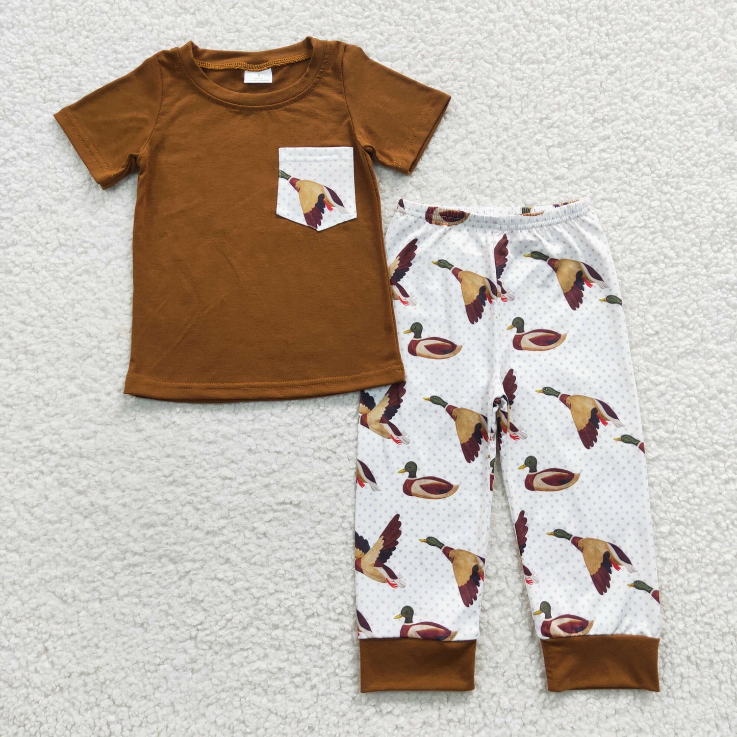 brown duck hunting boy pants set outfit