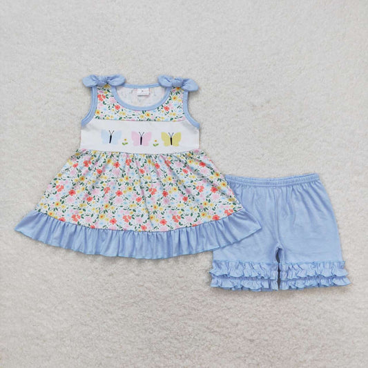 summer buttertfly outfit little girl clothing
