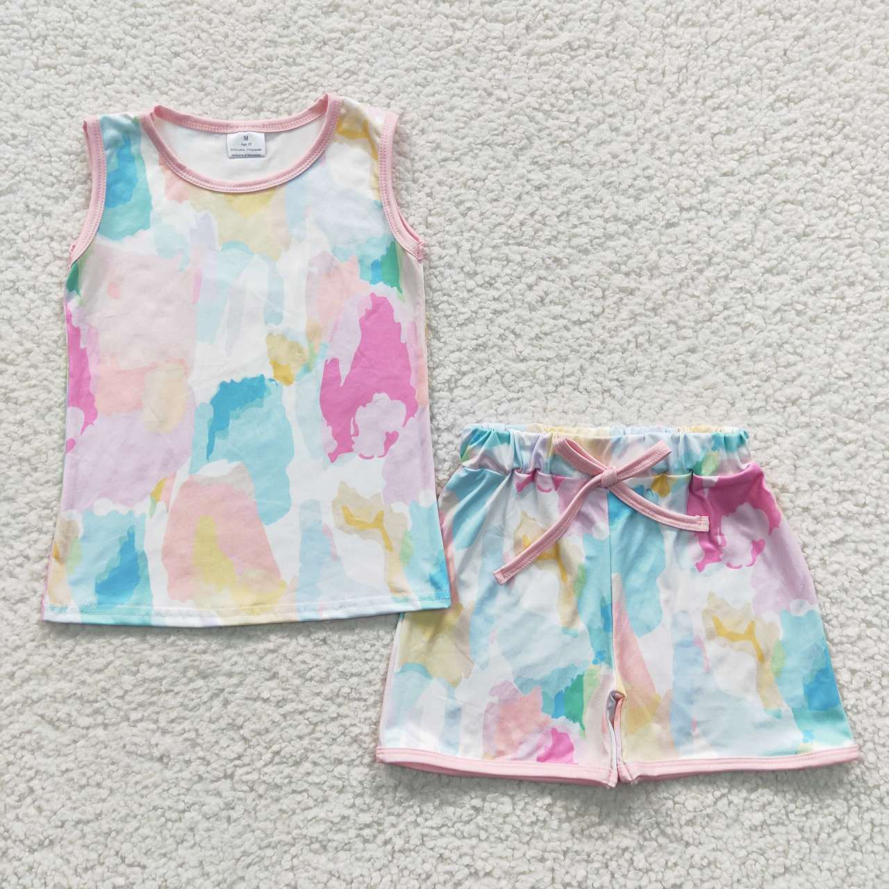 art color tie dye tank outfit girl shorts set