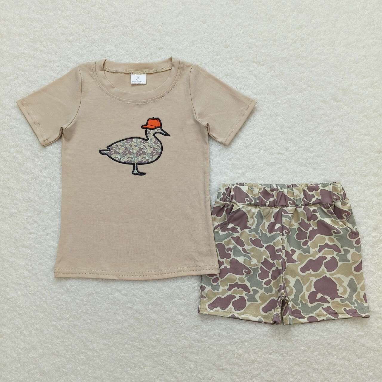 baby boy clothes camo duck embroidery shorts set