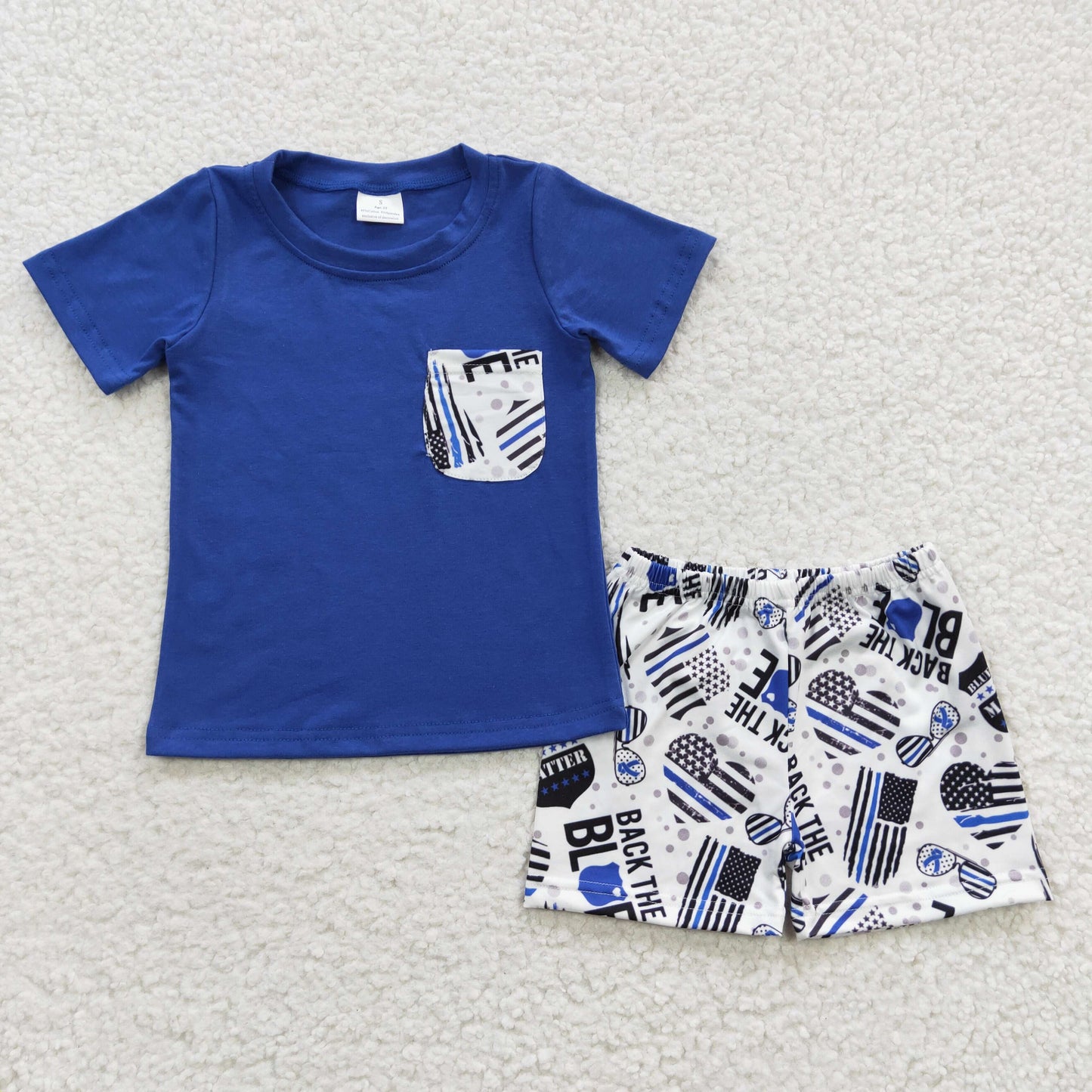 kids back the blue boy shorts set