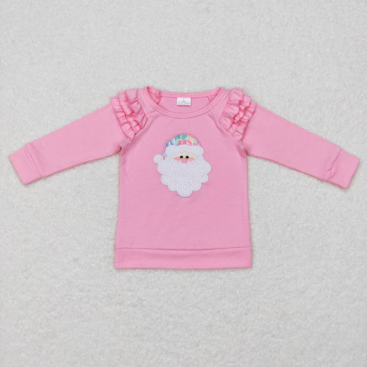 christmas pink santa claus embroidery pullover