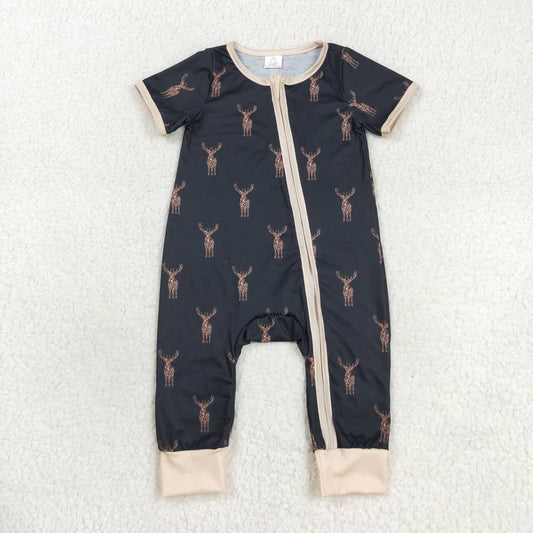 black deer print zip bamboo sleeper