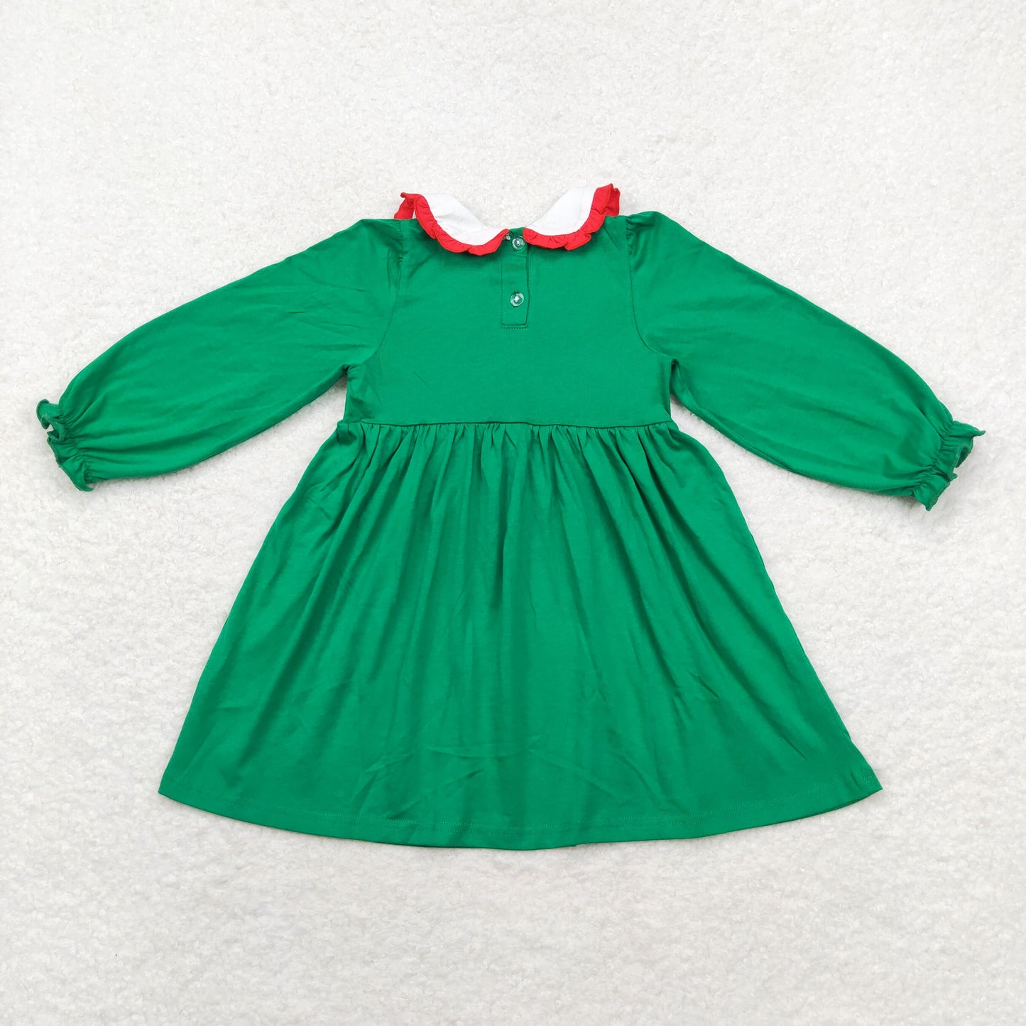 green cotton christmas tree smocked dress