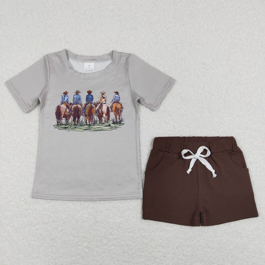 boy rodeo shorts set summer outfit