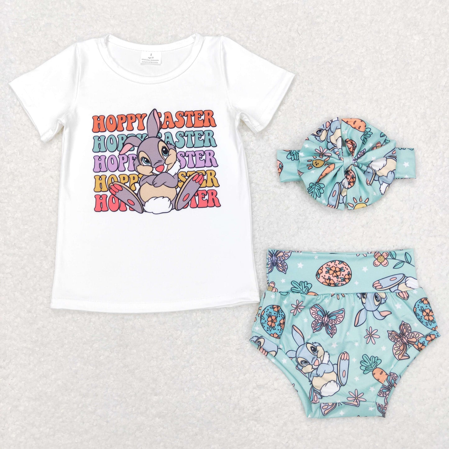 hoppy easter baby girl bummie set