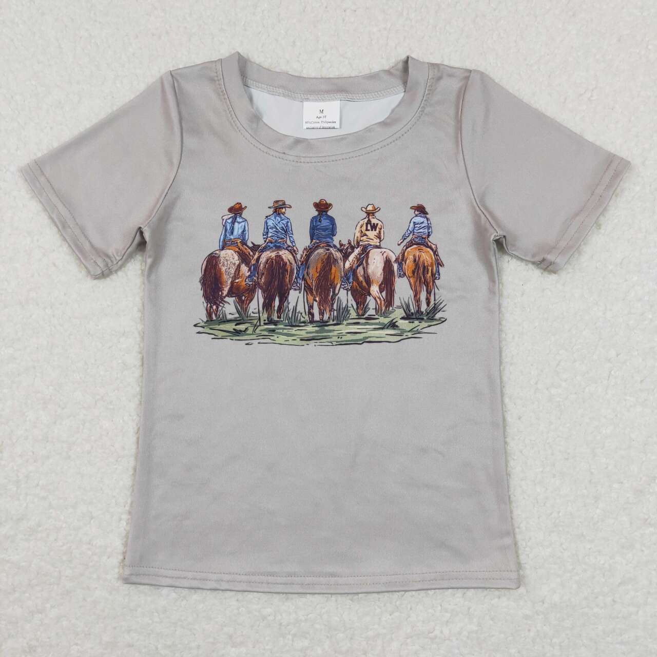 toddler boy gray horse riding print t-shirt