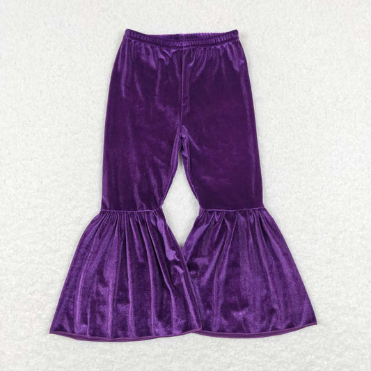 Purple Velvet Flare Bottom Pants