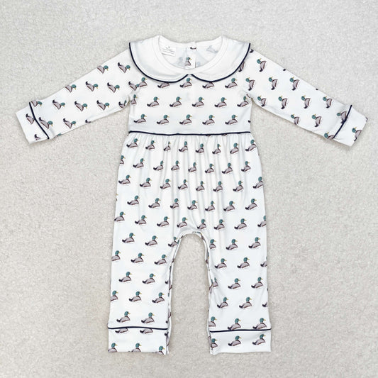 baby girl duck print collared romper