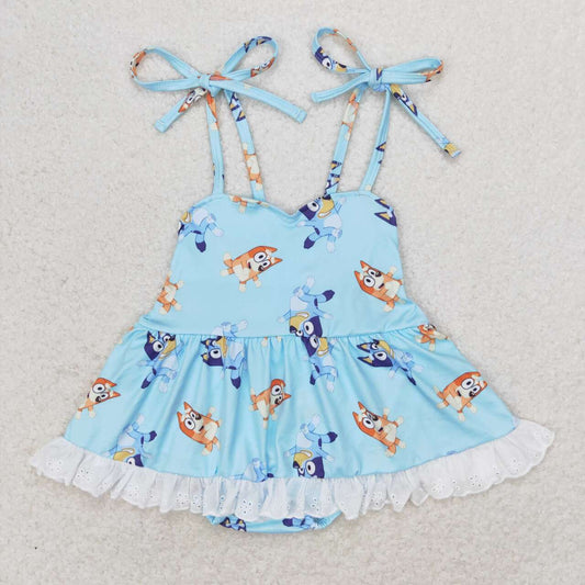 blue suspender blu*y romper girl