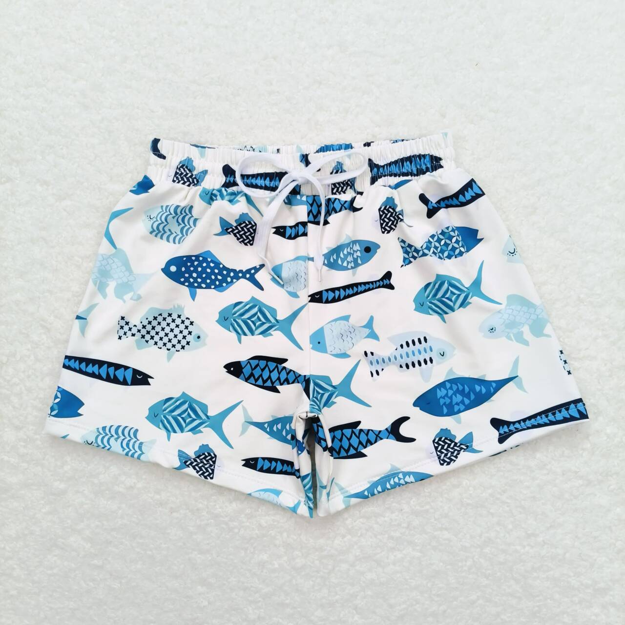ocean fish print boy trunks kids swimsuit