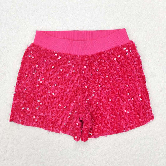 kids clothing hot pink sequins shorts for girl