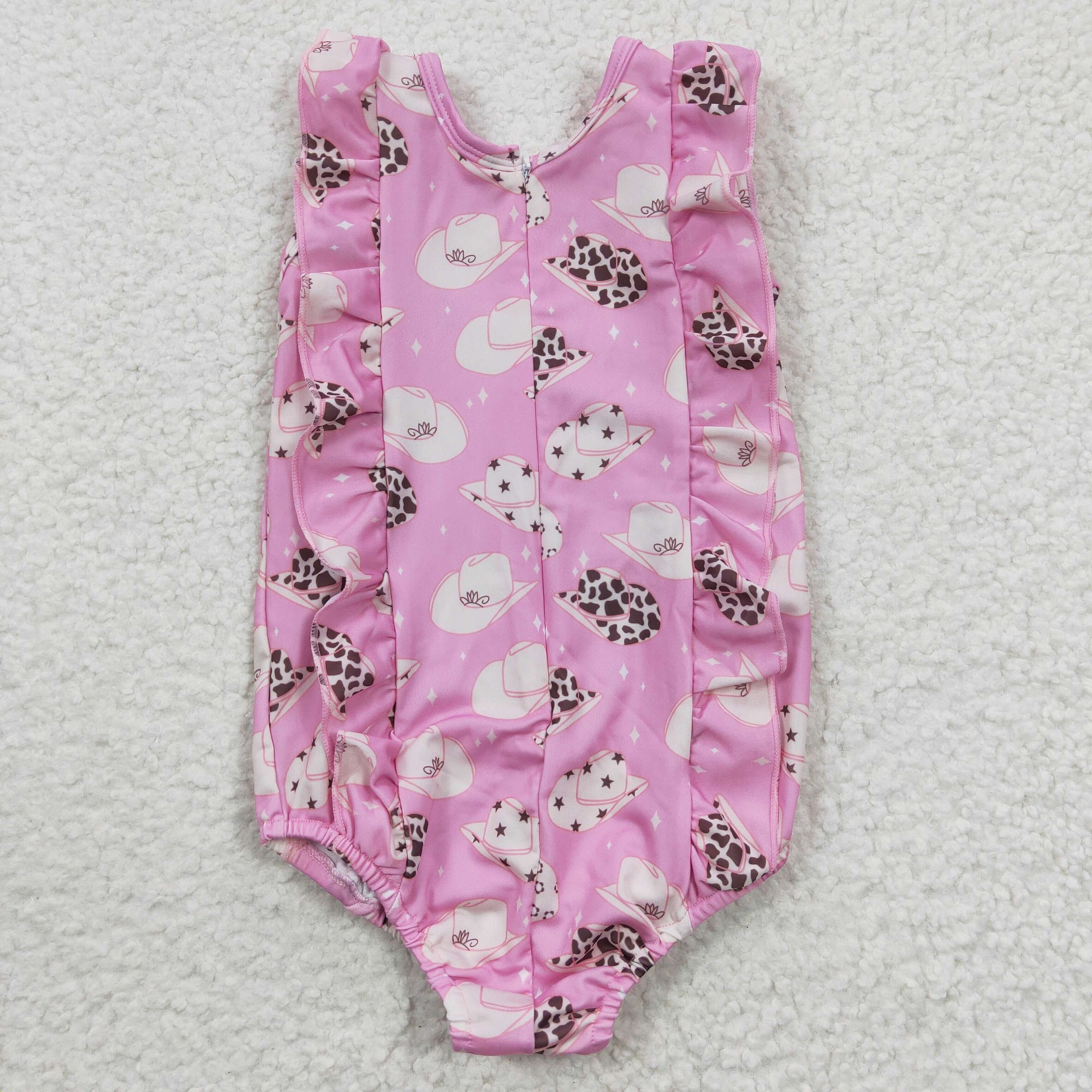 1pcs cowgirl hat swimsuit with zip