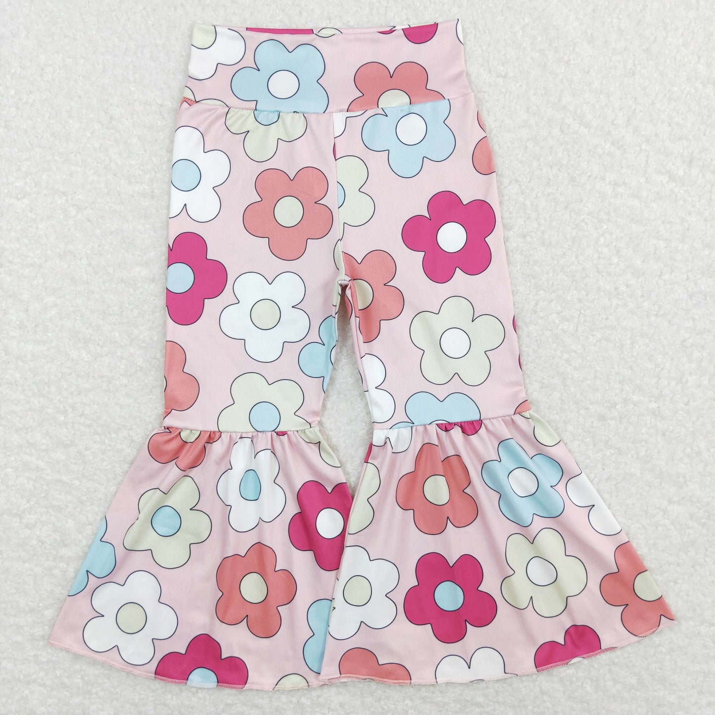 colorful flower bell bottom flare pants girl clothing