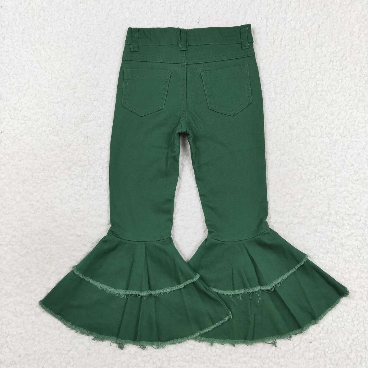 green flare bottom jeans denim pants western girls clothes